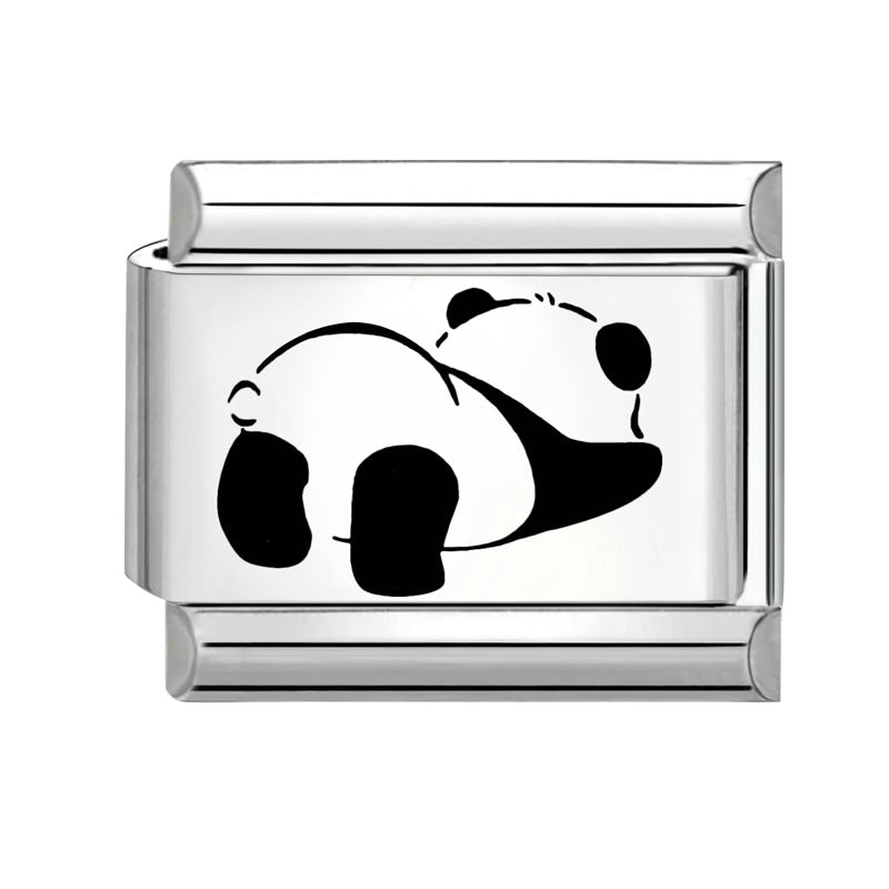 Wholesale  Italian Charm Bracelet 9mm DIY Splicing Removable Cartoon Panda Stainless Steel Composable Bracelet
