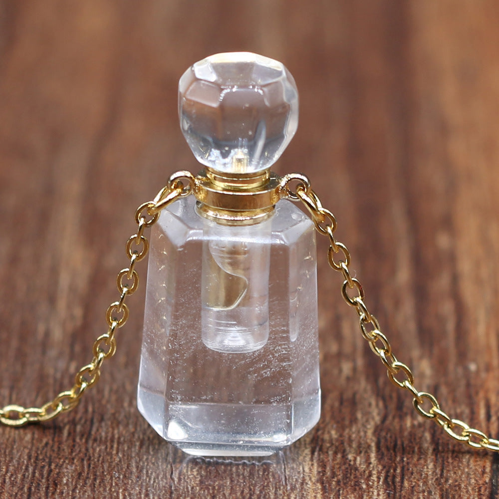 Wholesale Natural Stone Amethyst Perfume Bottle Pendant Necklace ACC-NE-QianSheng001