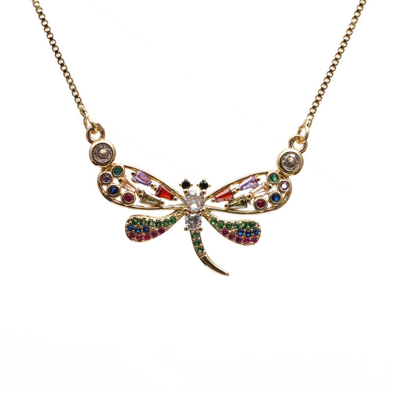 Wholesale Colorful Zircon Animal Necklace Dragonfly Pendant Necklace Butterfly Clavicle Chain ACC-NE-Changx003