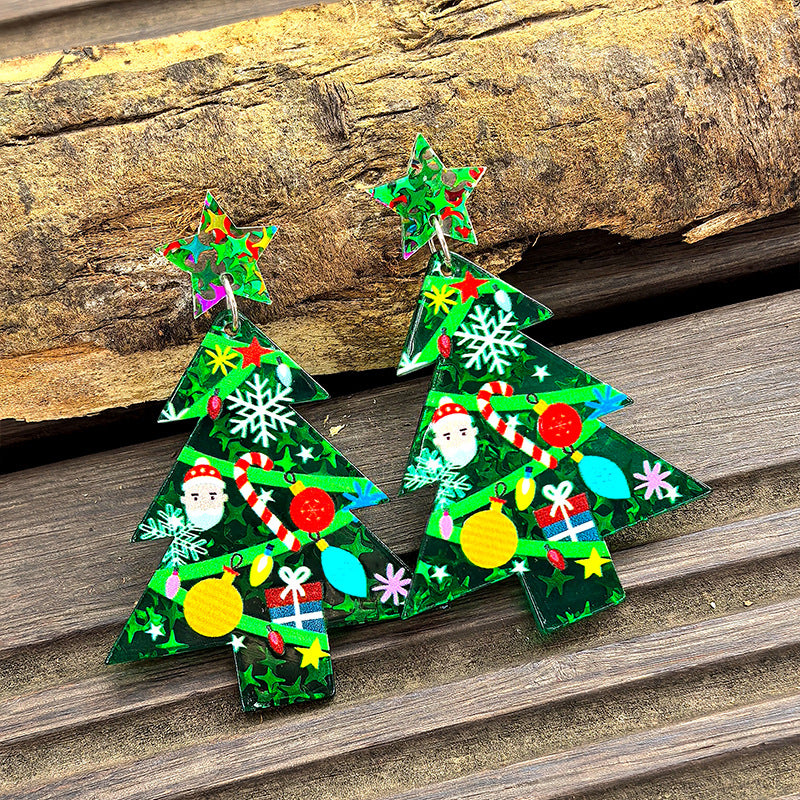 Wholesale Christmas Tree Pendant Acrylic Earrings