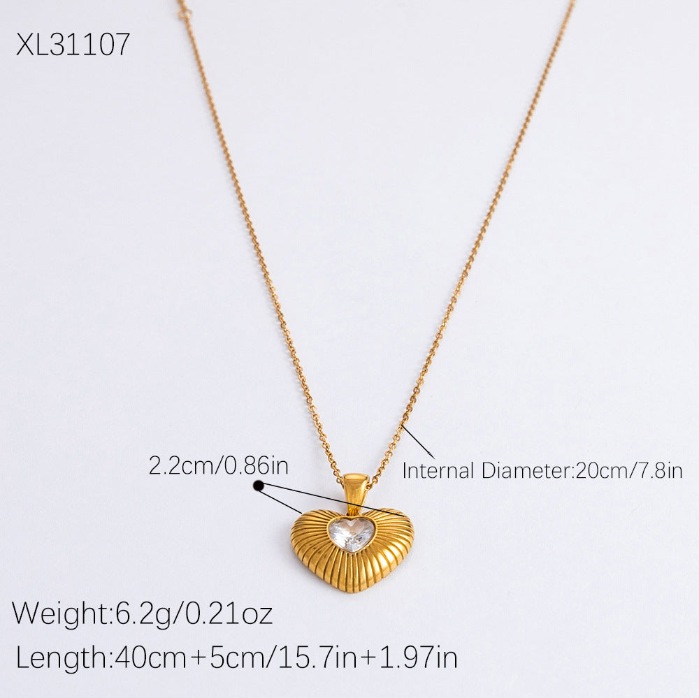Wholesale Vintage Diamond Heart Shape Freshwater Pearl Stainless Steel Choker Necklaces ACC-NE-YuHui012