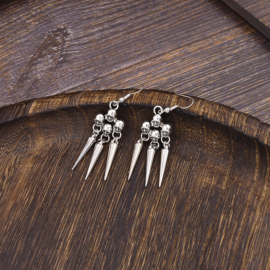 Wholesale Vintage  Antique Silver Skull  Earrings Zinc Alloy Boutique Jewelry