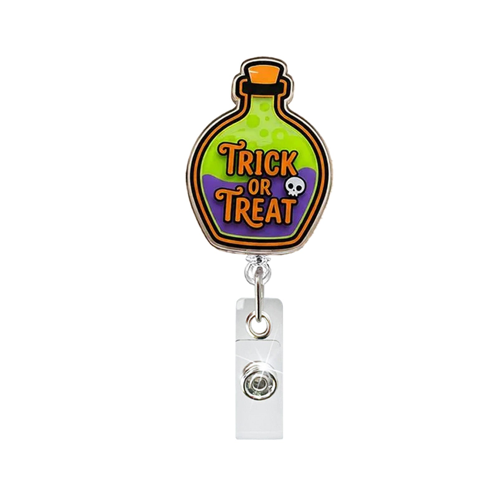 Wholesale  Cute Pumpkin Bat Ghost Acrylic Retractable Badge Reel ID Card Holder Clip