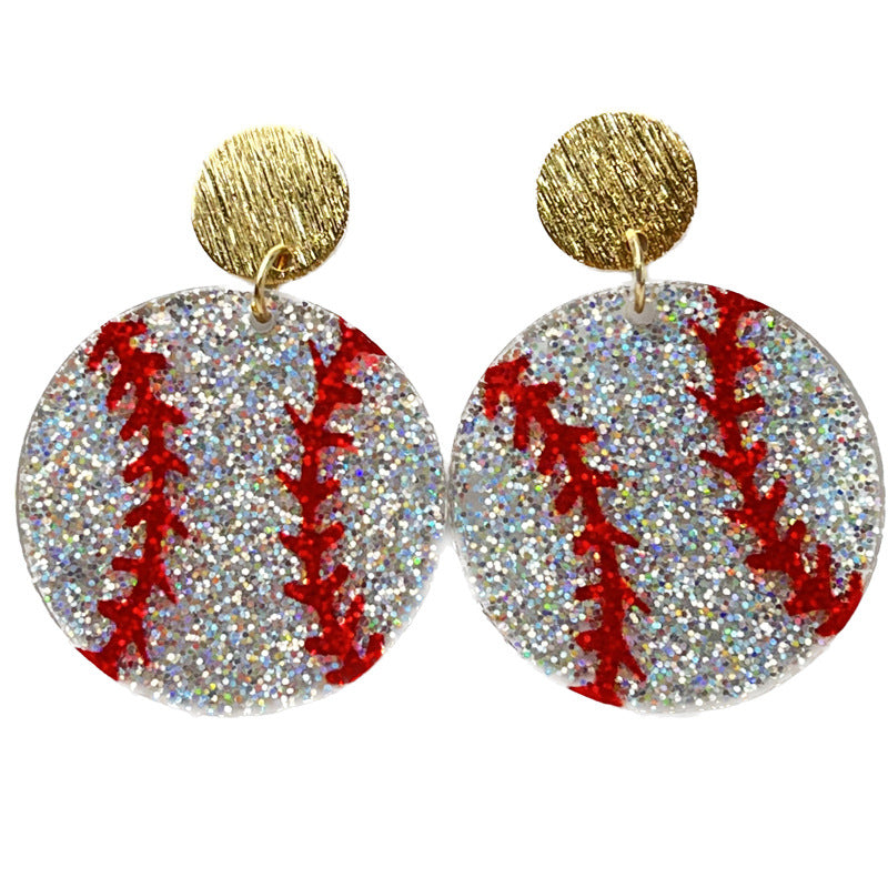 Wholesale 2pairs/pack Glitter Sports Football Basketball Acrylic Stadium Cheering Atmosphere Earrings ACC-ES-HY116