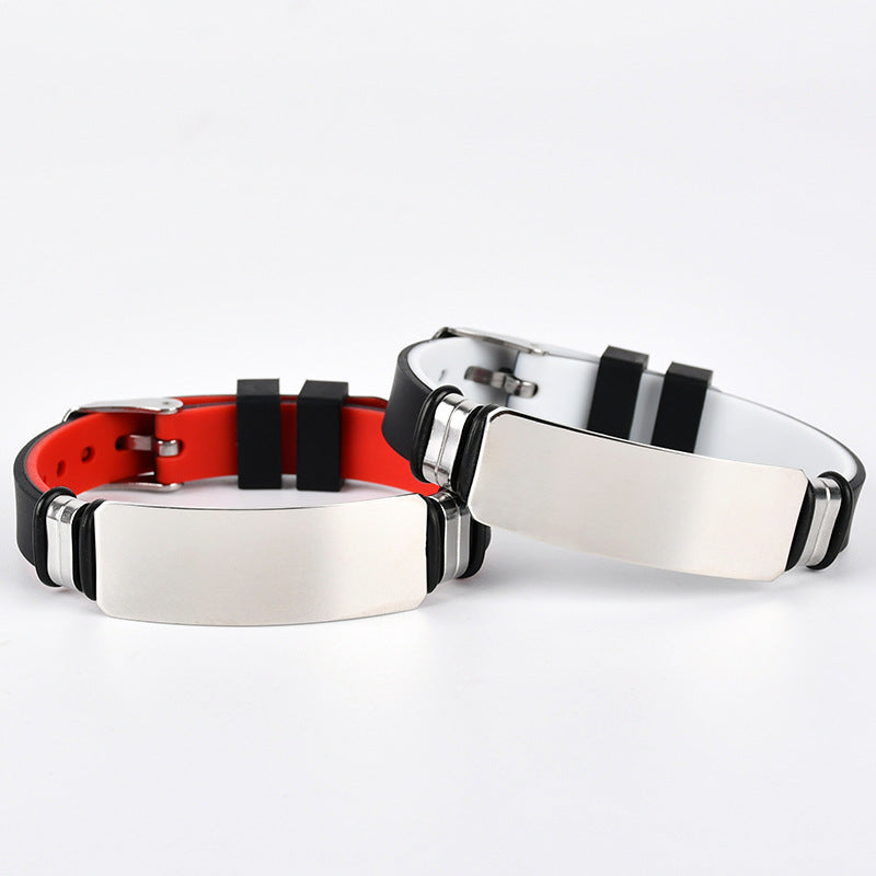 Wholesale  vintage silicone stainless steel men' s bracelet