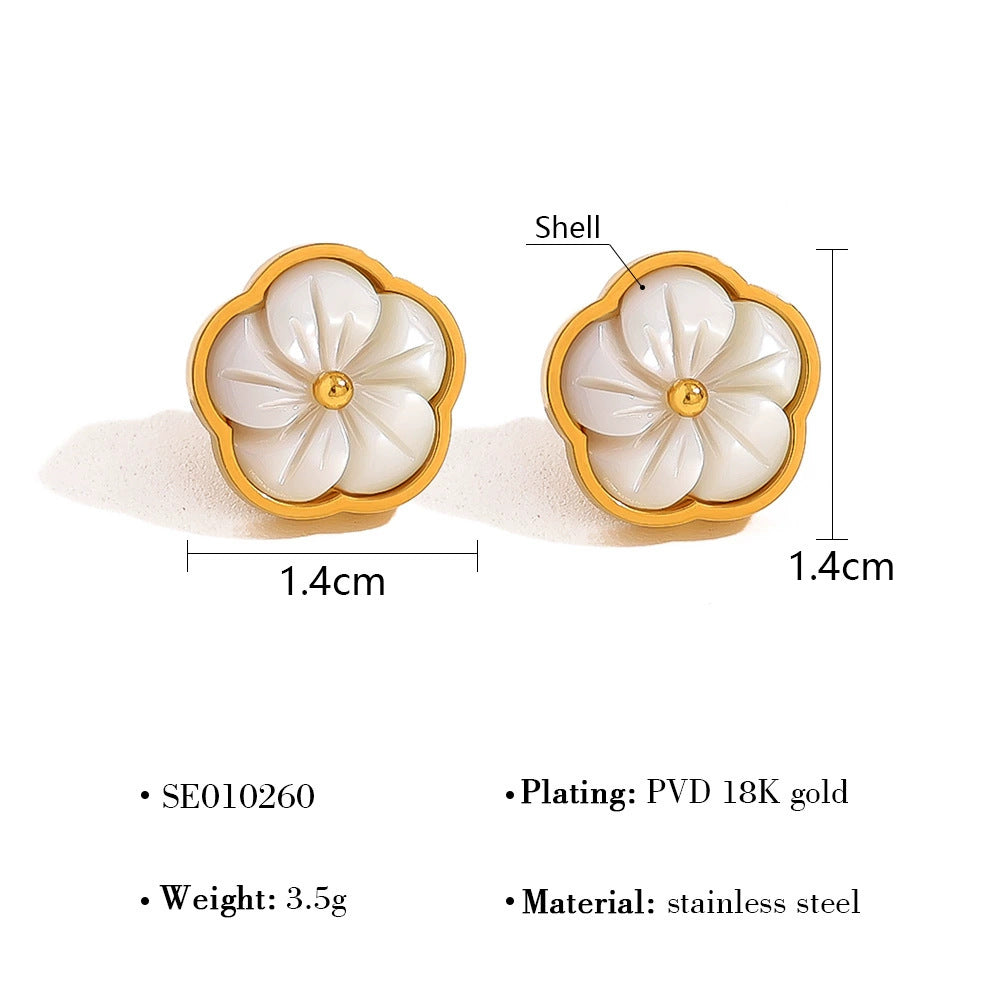 Wholesale  titanium steel jewelry suit 18K gold natural fritillary jewelry