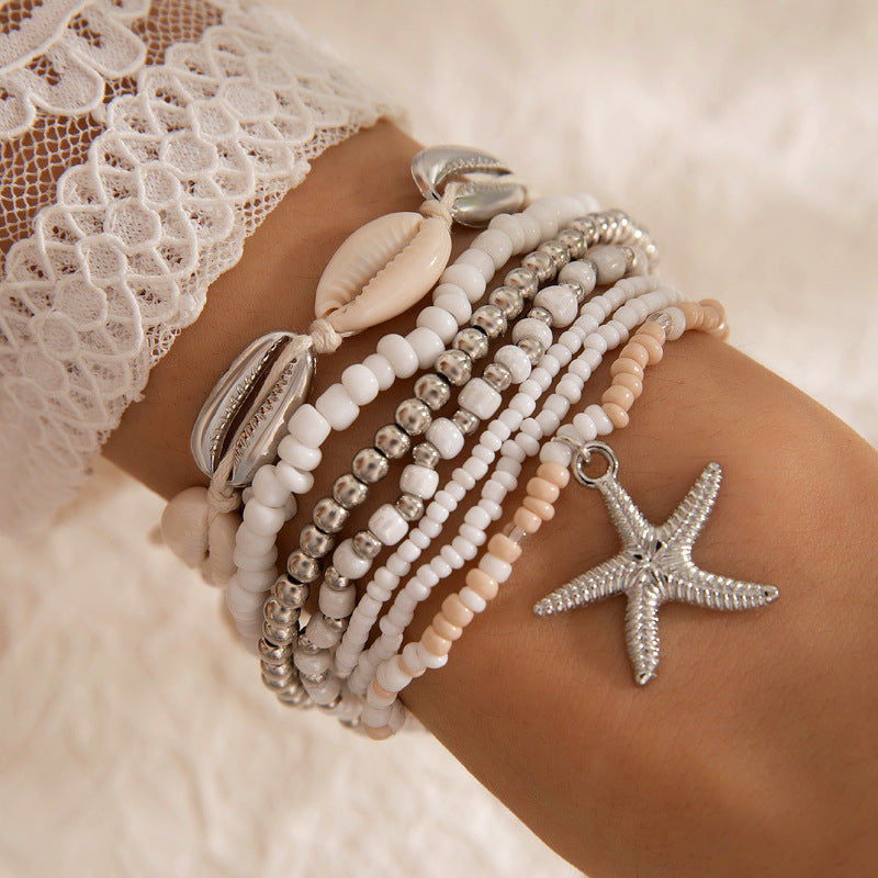 Wholesale Bohemian Resort Style Shell Beaded Braided Bracelet Beach Style Starfish Rice Beads ACC-BT-YongGe002