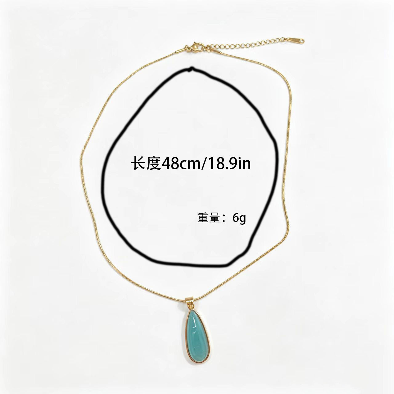 Wholesale Titanium Steel Water Drop Cat Eye Choker Necklace Lake Blue Snake Chain Fashion Jewelry Boutique Resale