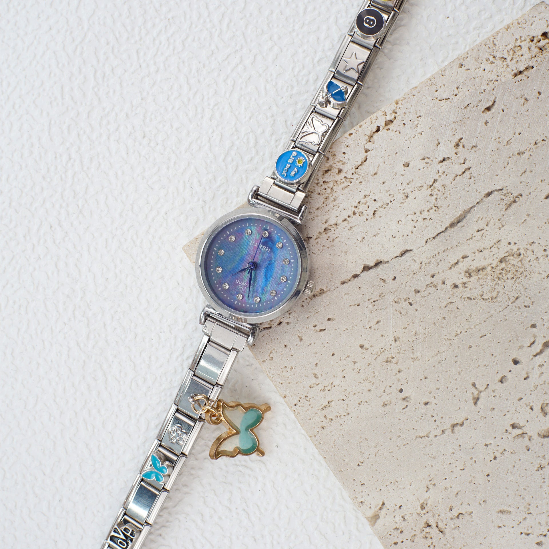 Wholesale Diamond-Set Stainless Steel Italian Charm Watches