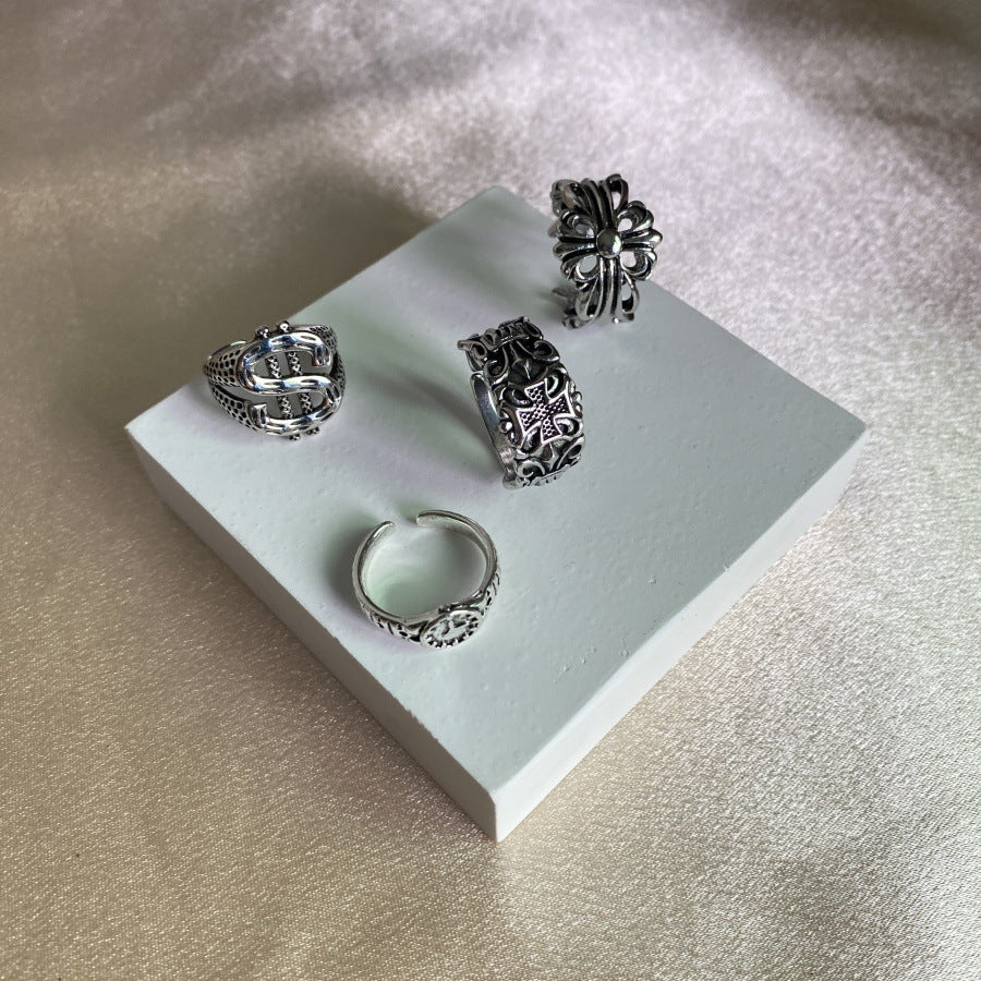 Wholesale  Retro Fashion Pattern Watch Ring  Set