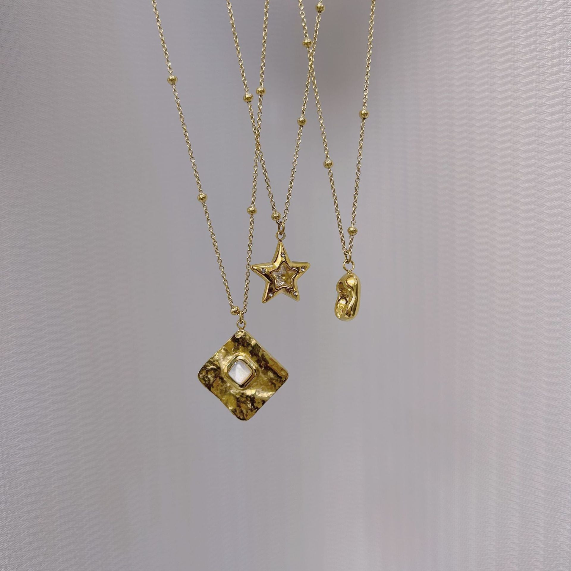 Wholesale  five-pointed star square stainless steel pendant necklace