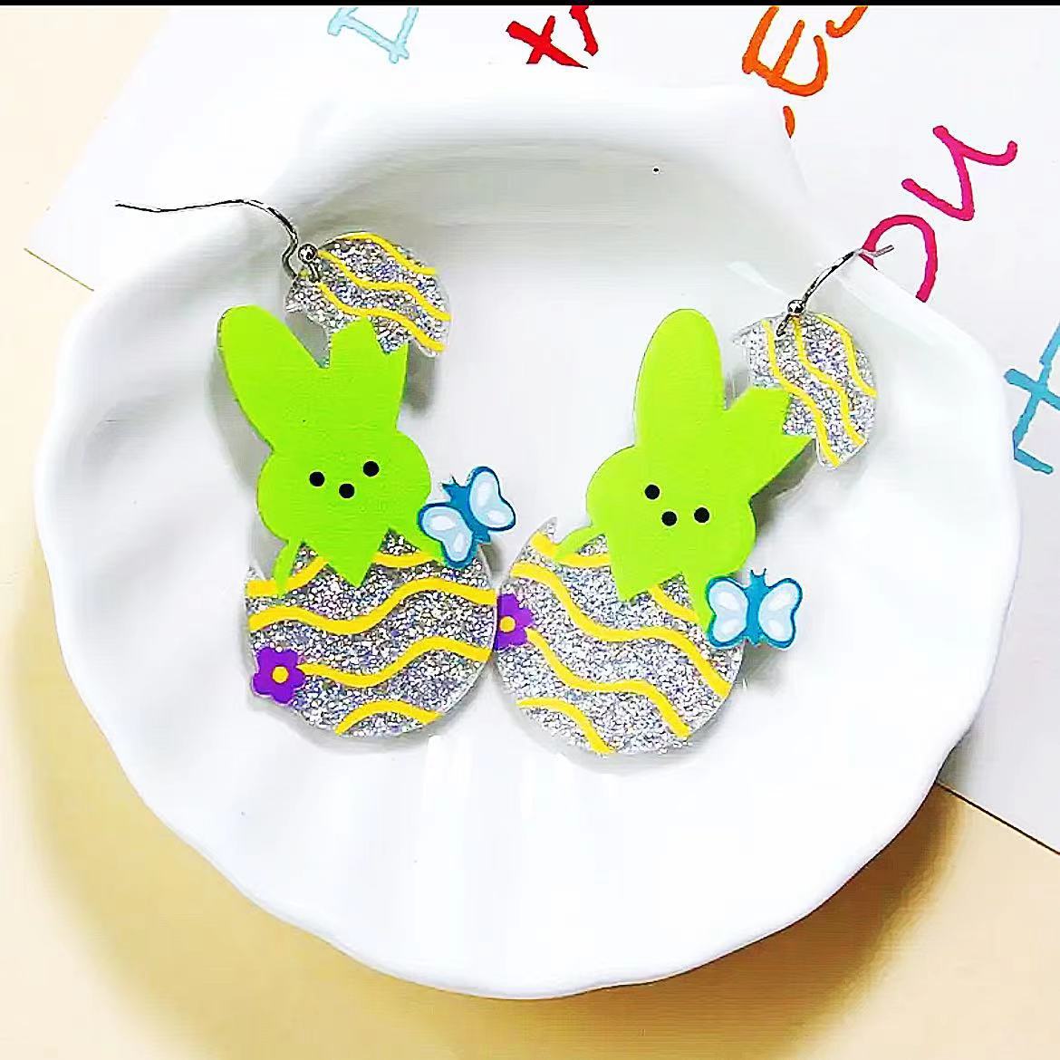 Wholesale  Easter egg  rabbit acrylic earrings