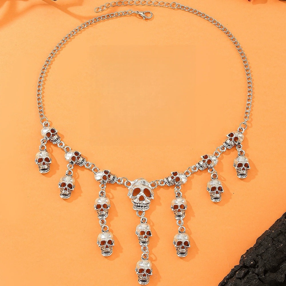 Wholesale Punk Gothic Skull Alloy Necklace and Earrings Set Fashion  Jewelry Gift