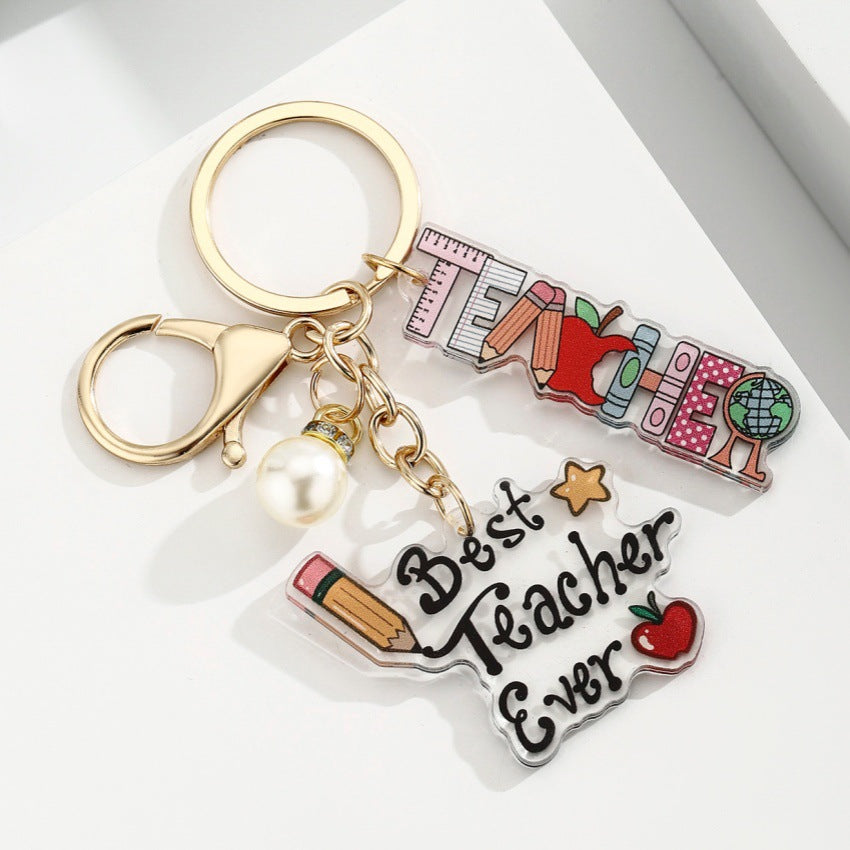 Portachiavi a forma di matita con portapenne a cuore acrilico all'ingrosso