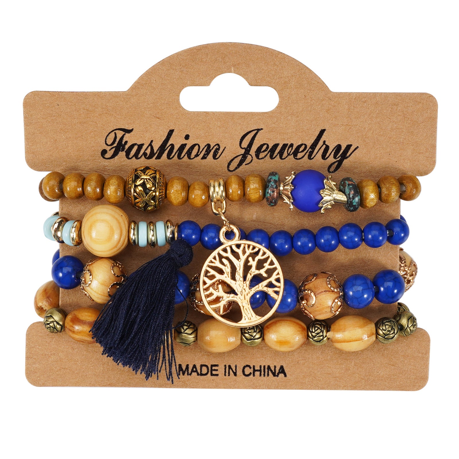 Wholesale Wooden Beads Set Alloy Rose Bracelet Layered Bracelet Set ACC-BT-XinY014