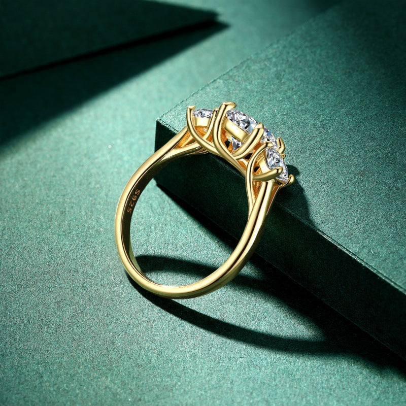 Wholesale  sterling silver 14k gold geometric zircon ring