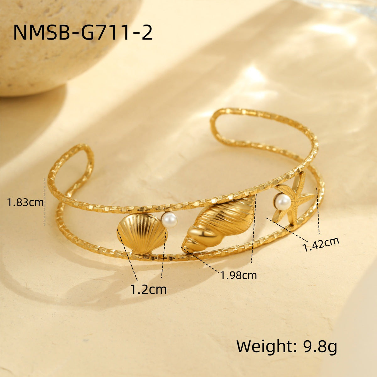 Wholesale Marine Series Starfish Conch Stainless Steel Bracelet