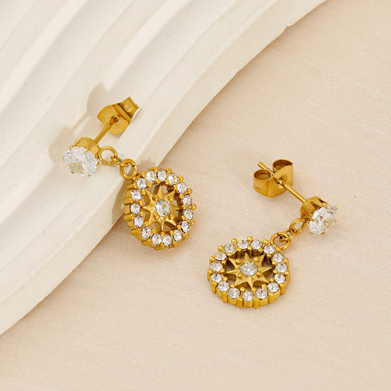 Wholesale Summer flower earrings for women inlaid with zircon light luxury earrings