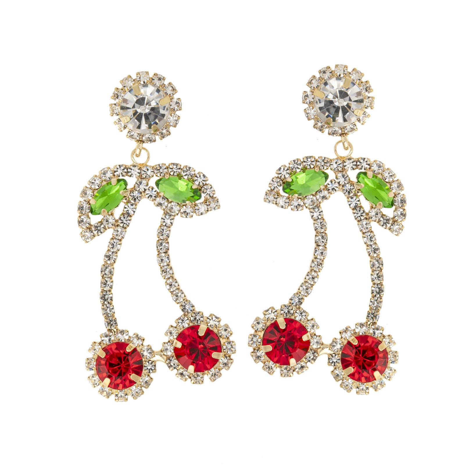 Wholesale Red rhinestone cherry drop earrings