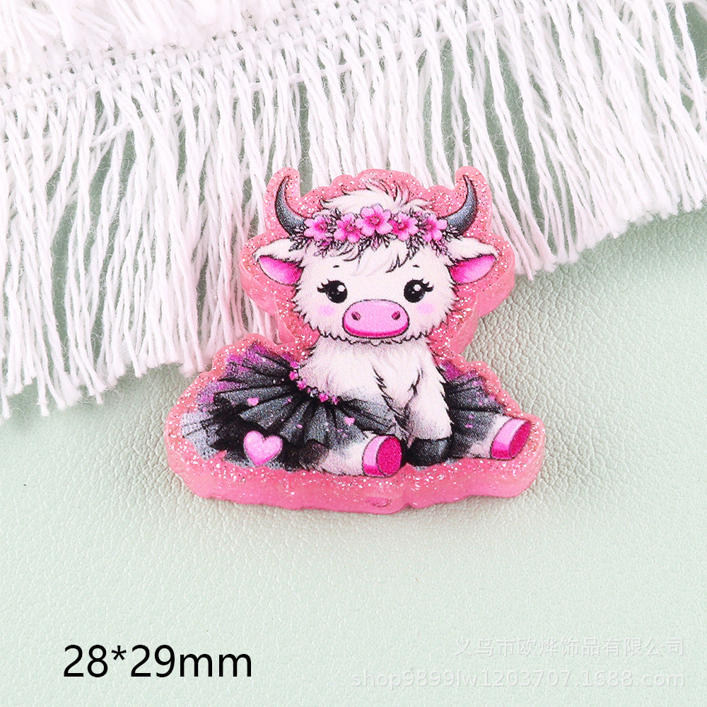 Wholesale 5pcs Acrylic Beads Straight Hole Cartoon Characters Beadable Pen and Keychain DlY Accessories