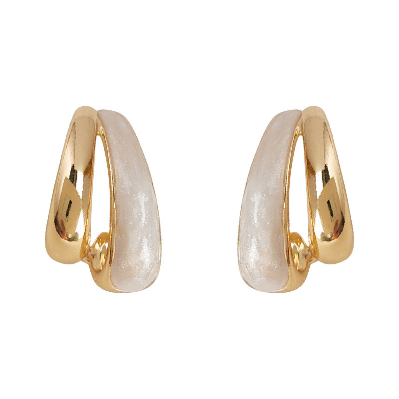 Wholesale double-layer three-dimensional geometric ear buckle earrings