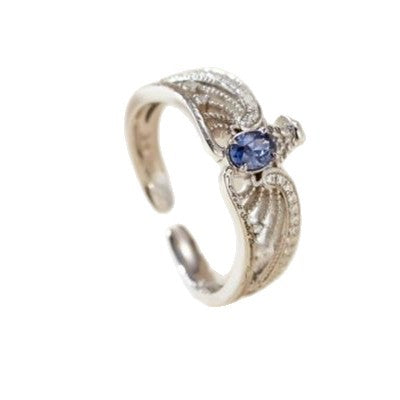 Wholesale cross-border  around Ravenclaw crown ring eagle wings inlaid opening ring