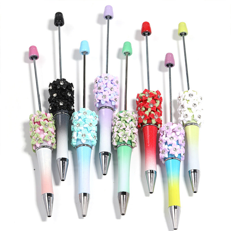 Wholesale 10pcs Beadable Pens Camellia Resin Rose Plastic DIY Beaded Pens ACC-PN-BLG004