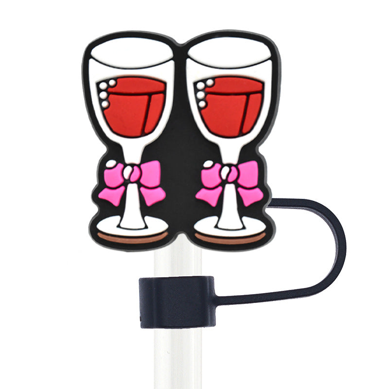 Wholesale Random 100pcs Valentine's Day 10mm PVC Soft Straw Tube Cap ACC-SCR-RYY102