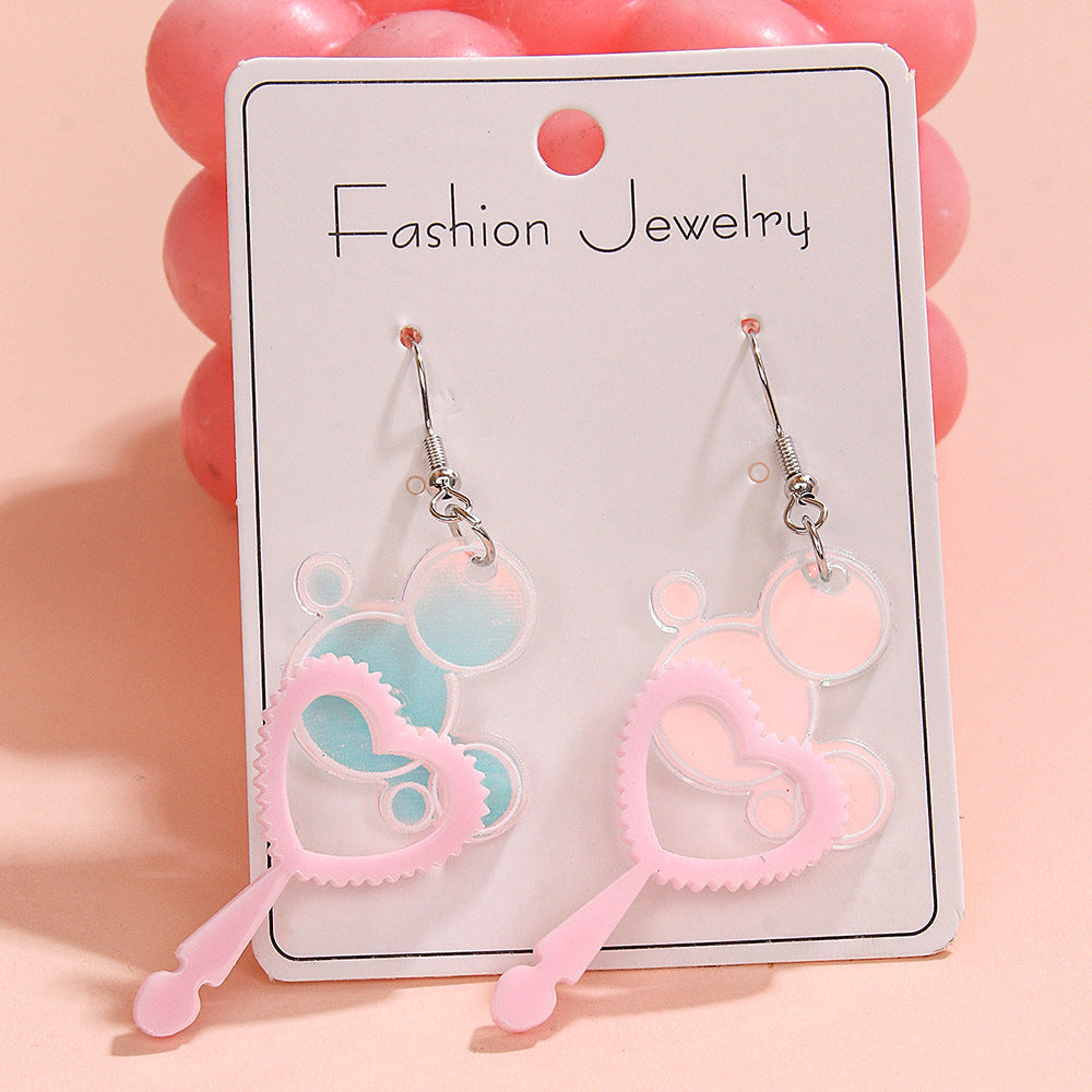Wholesale Colorful Bubble Heart Stick Acrylic Earrings