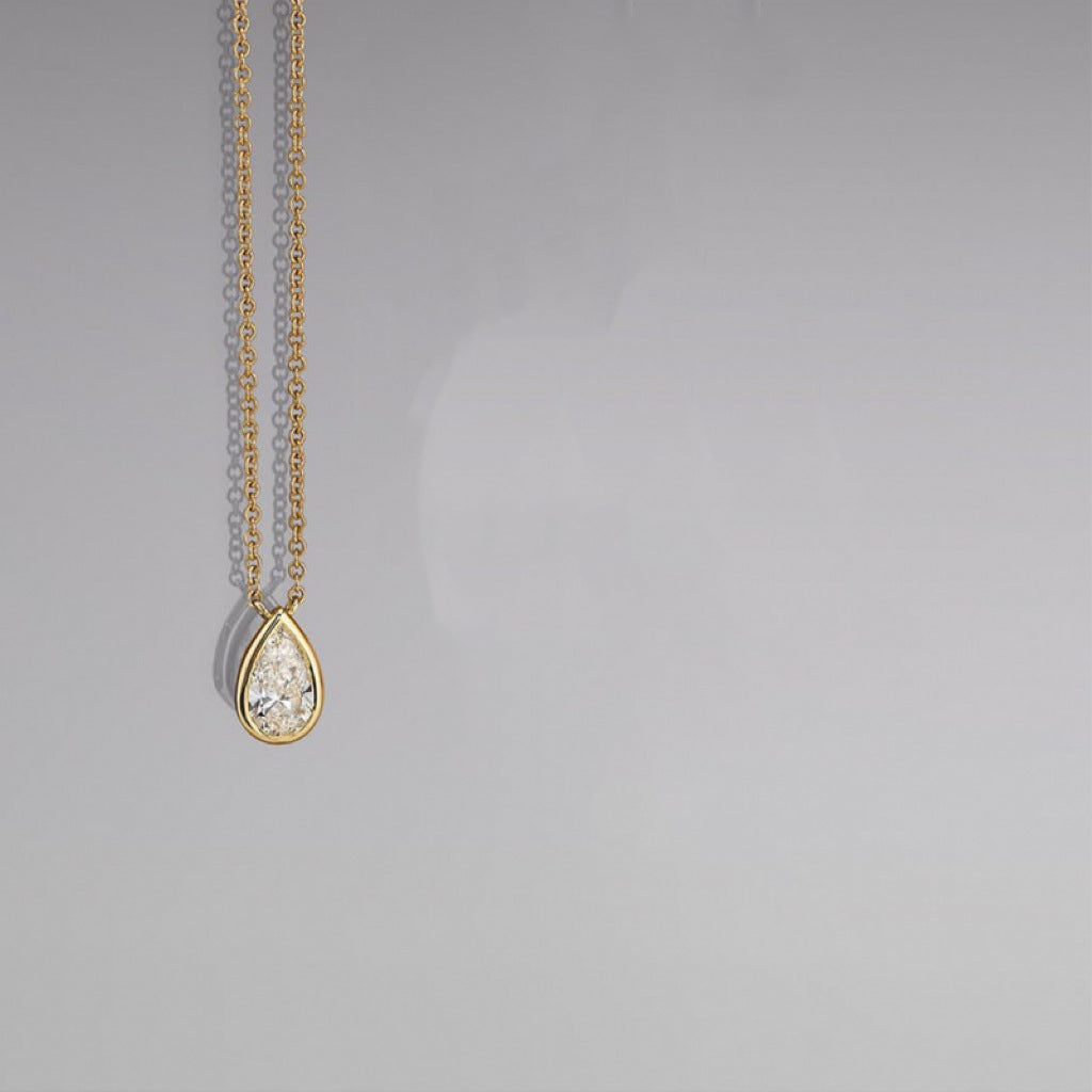 Wholesale Titanium steel zircon oval round pendant necklace simple ins fashion furnace vacuum electroplating