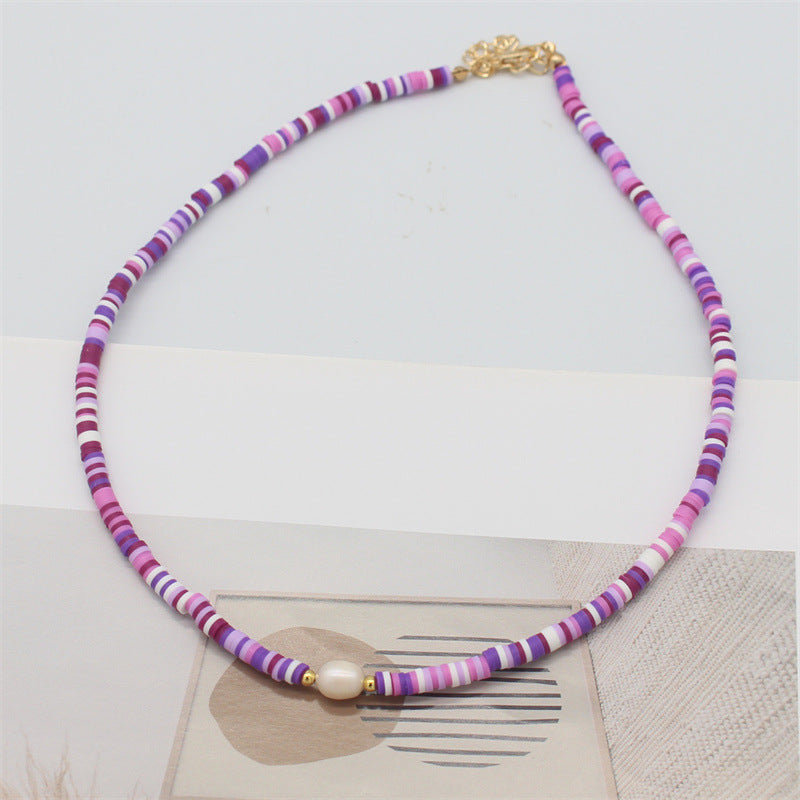 Wholesale  color soft pottery necklace
