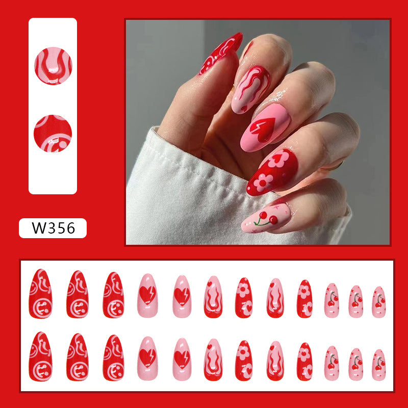 Wholesale 24 Pieces/box Valentine's Day Red Love Nails Kits Nail Stickers ACC-NS-QiHeng015