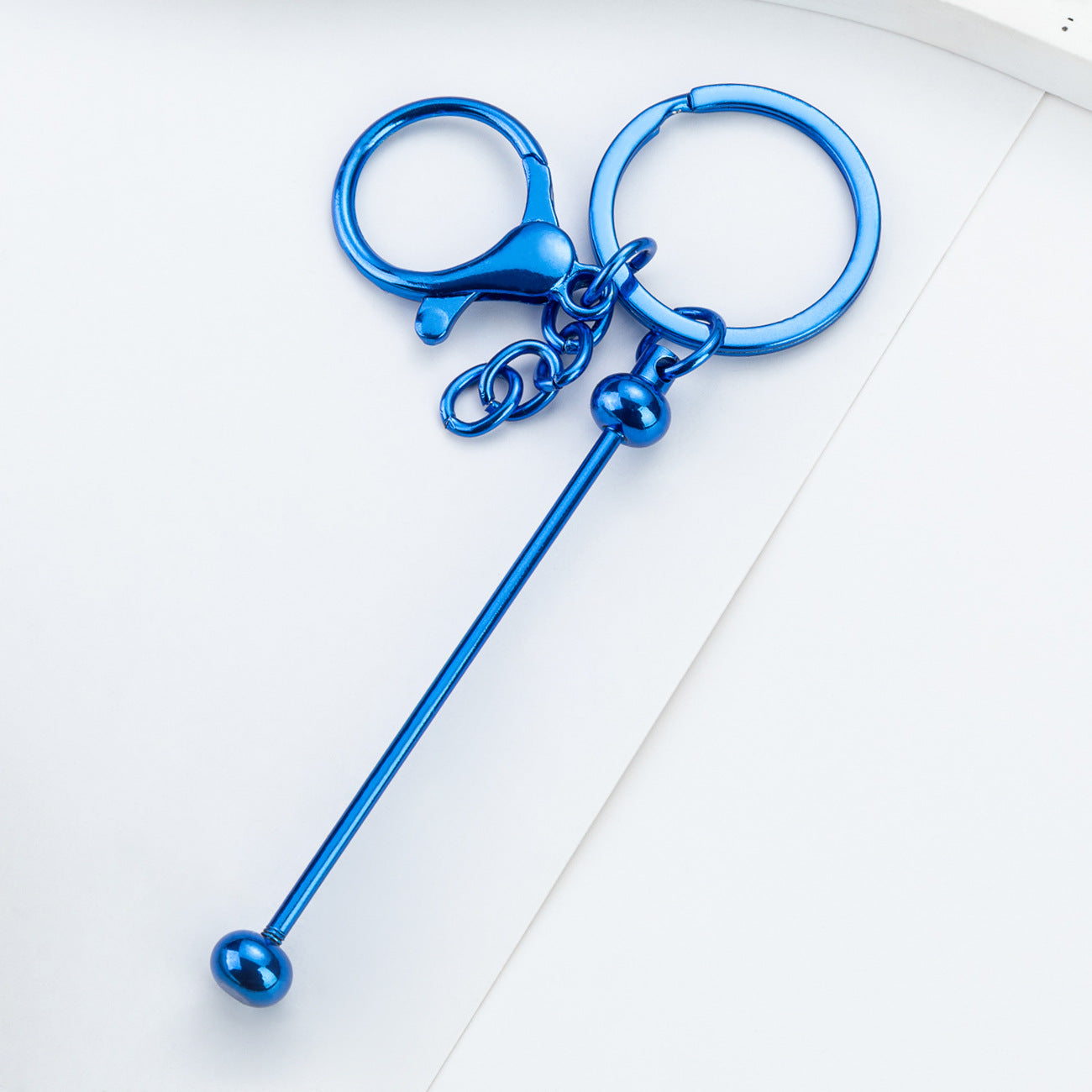 Wholesale DIY Beaded Keychain UV Electroplated Metal Keychain