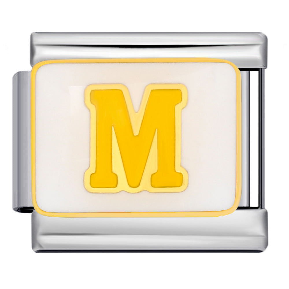 Wholesale Italian Charm Bracelet 9mm DIY Splicing Colored Letters Series Stainless Steel Composable Bracelet