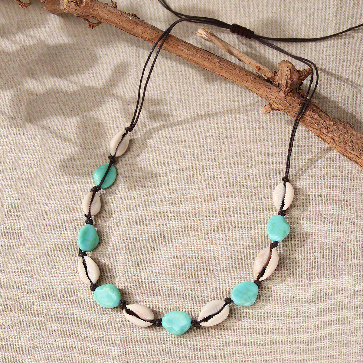 Wholesale Bohemian Turquoise Natural Stone Necklace Handmade Ethnic Style Women Jewelry Accessory Boutique Resale