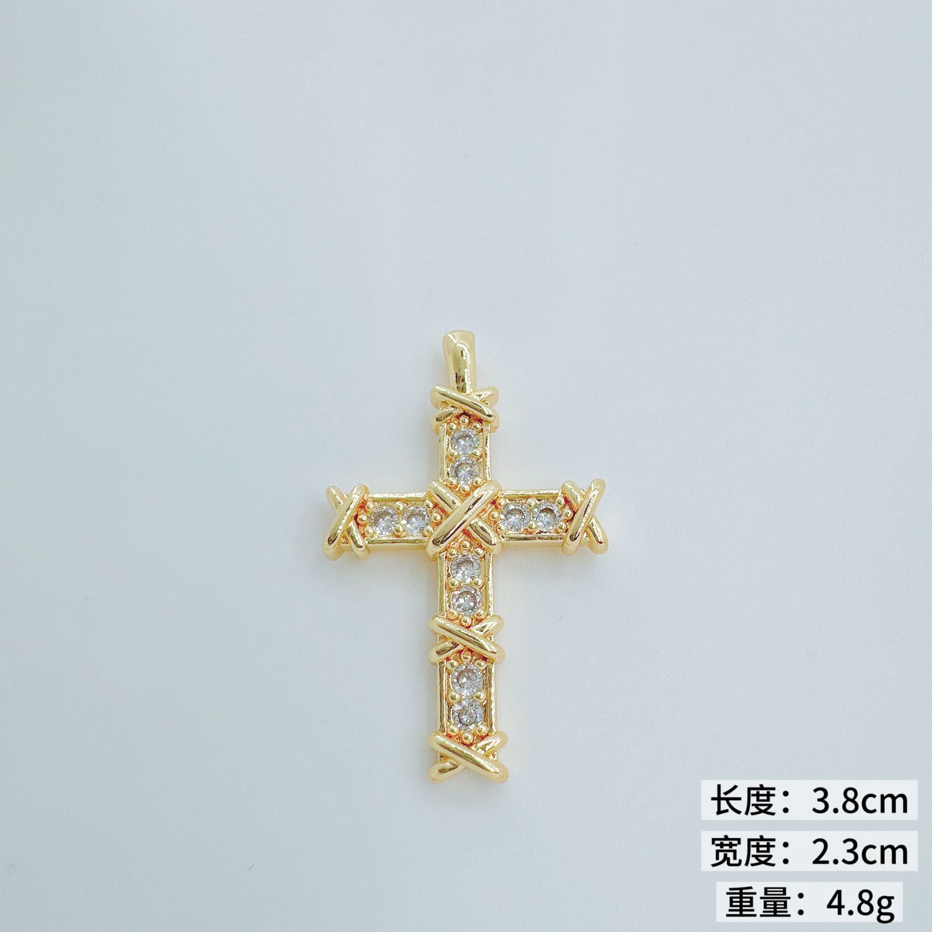 Wholesale Full Rhinestone Cross Pendant Necklace,  Copper Plated,  Fashion Jewelry Accessory for Gift or Boutique Resale