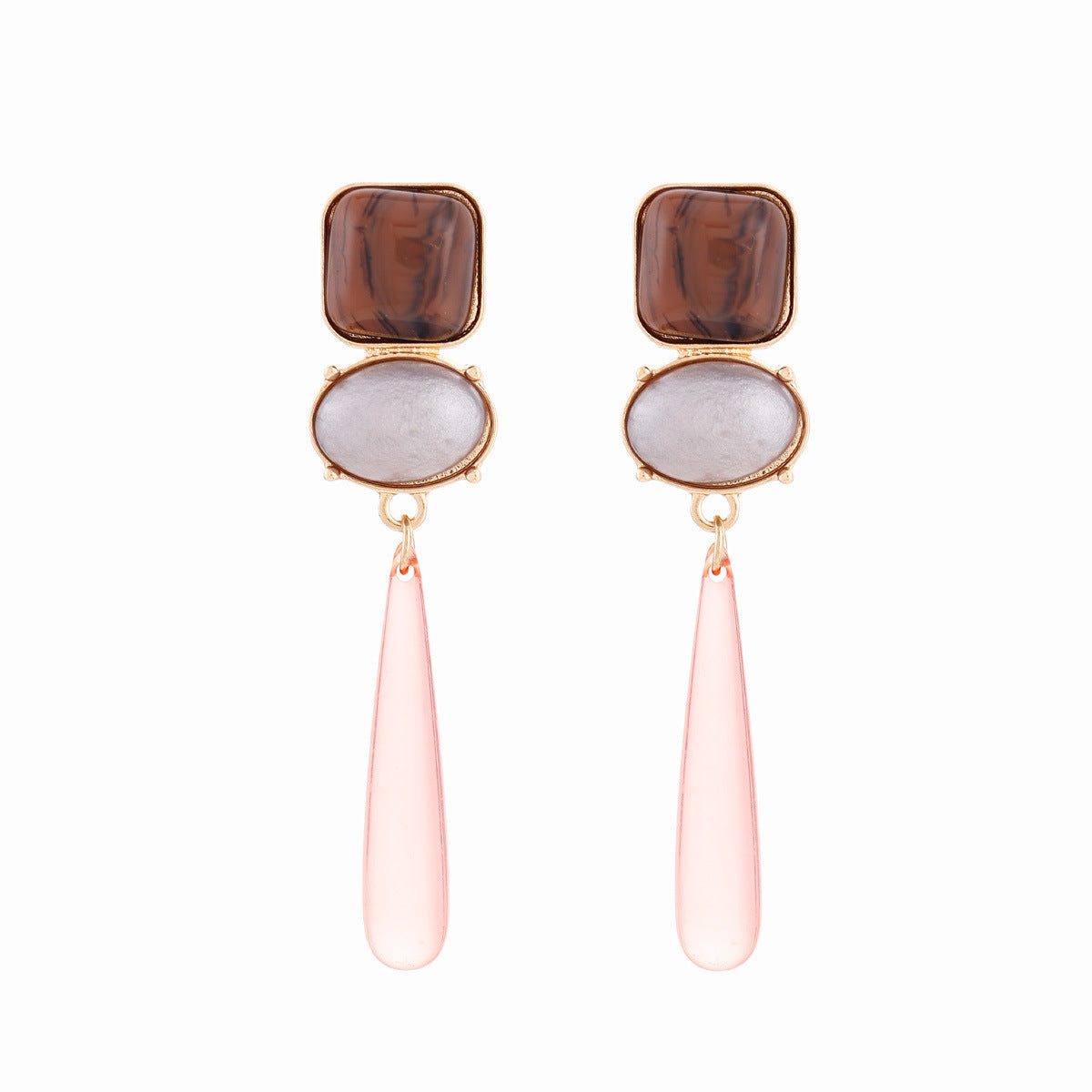 Wholesale Alloy Electroplated Irregular Geometric Petal Earrings Trendy Triangle Design Fashion Boutique Resale