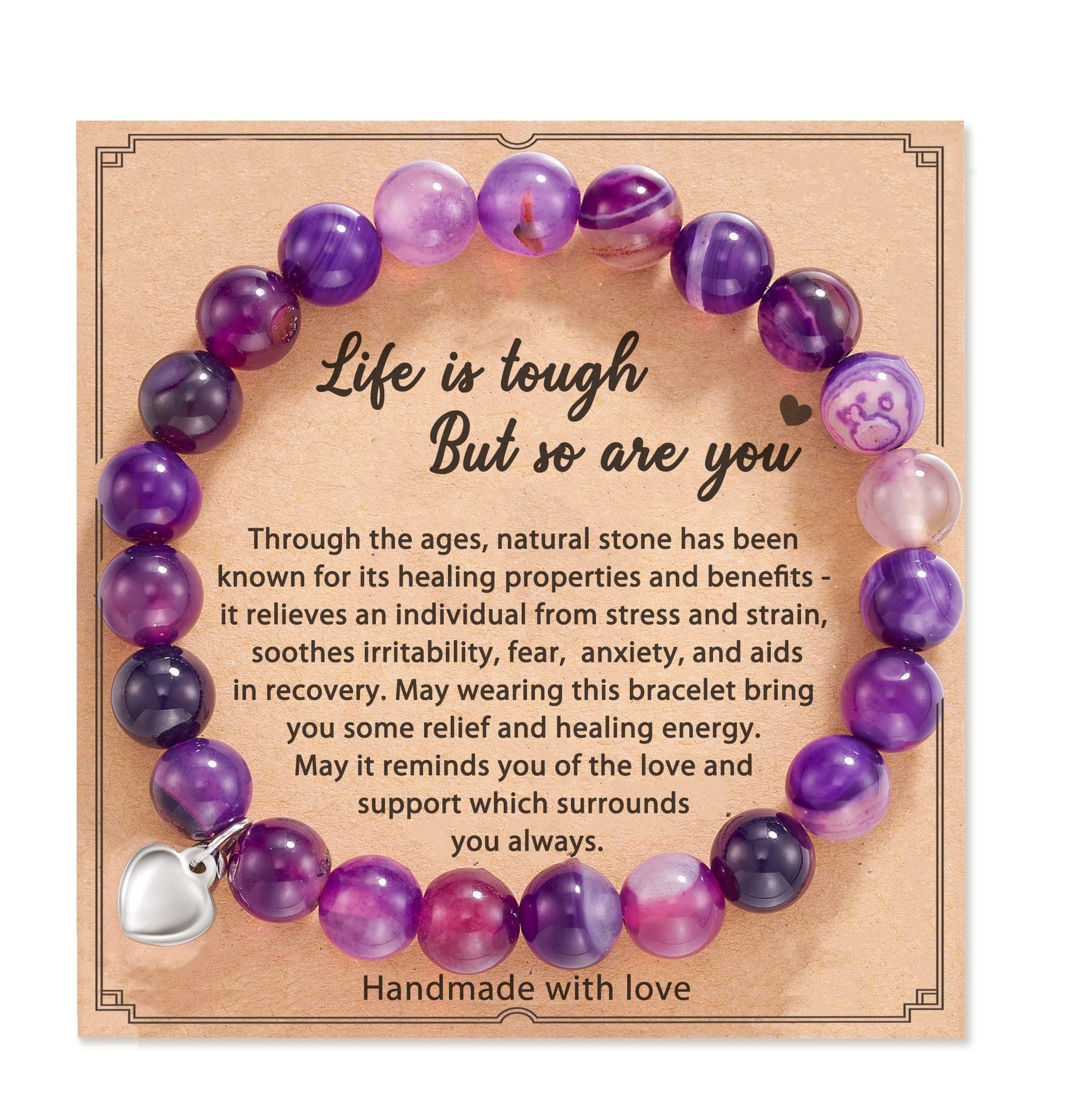 Wholesale Natural Stone Love Pendant Bracelet ACC-BT-Zhongh004