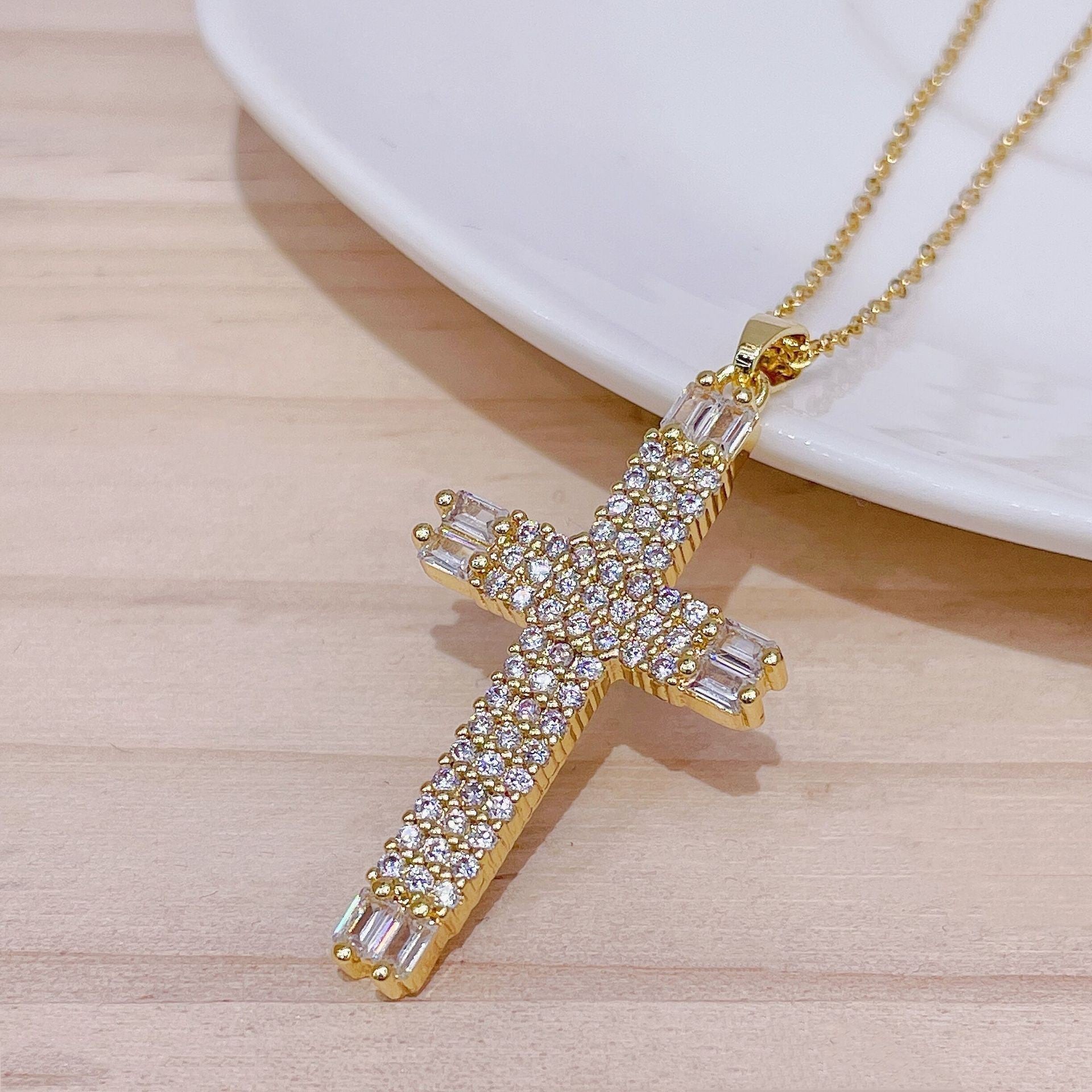 Wholesale Zircon Cross Pendant Necklaces Zircon Clavicle Chain ACC-NE-SY009