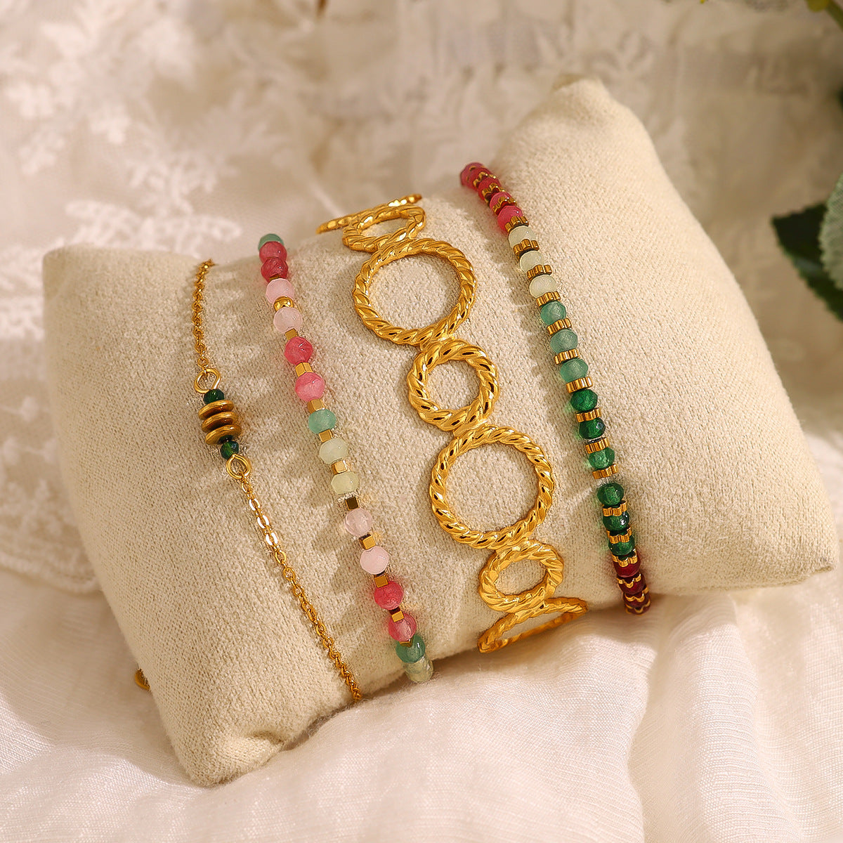 Wholesale Titanium Steel Thread Ring Splicing Open Bracelet