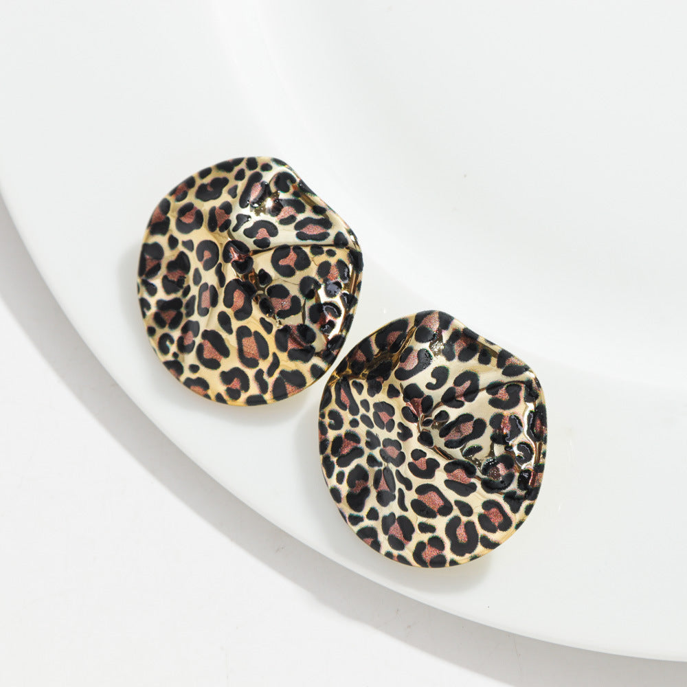 Wholesale  Retro Leopard Earrings  Geometric Leopard Earrings