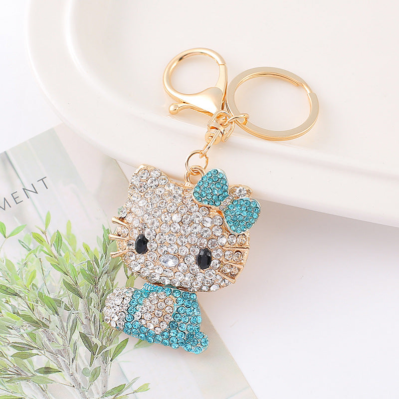 Wholesale Rhinestone cat car keychain