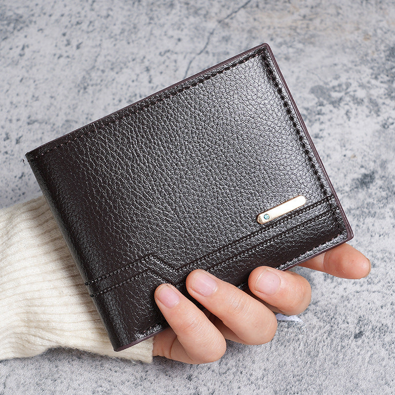 Wholesale Men S Black Faux Leather Wallet Pebble Texture Multi Card Large Capacity Casual Fashion Accessory For Daily Use Or Resale