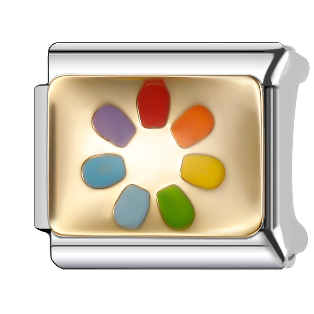 Wholesale Italian Charm Bracelet 9mm DIY Splicing Creative Pattern Stainless Steel Composable Bracelet