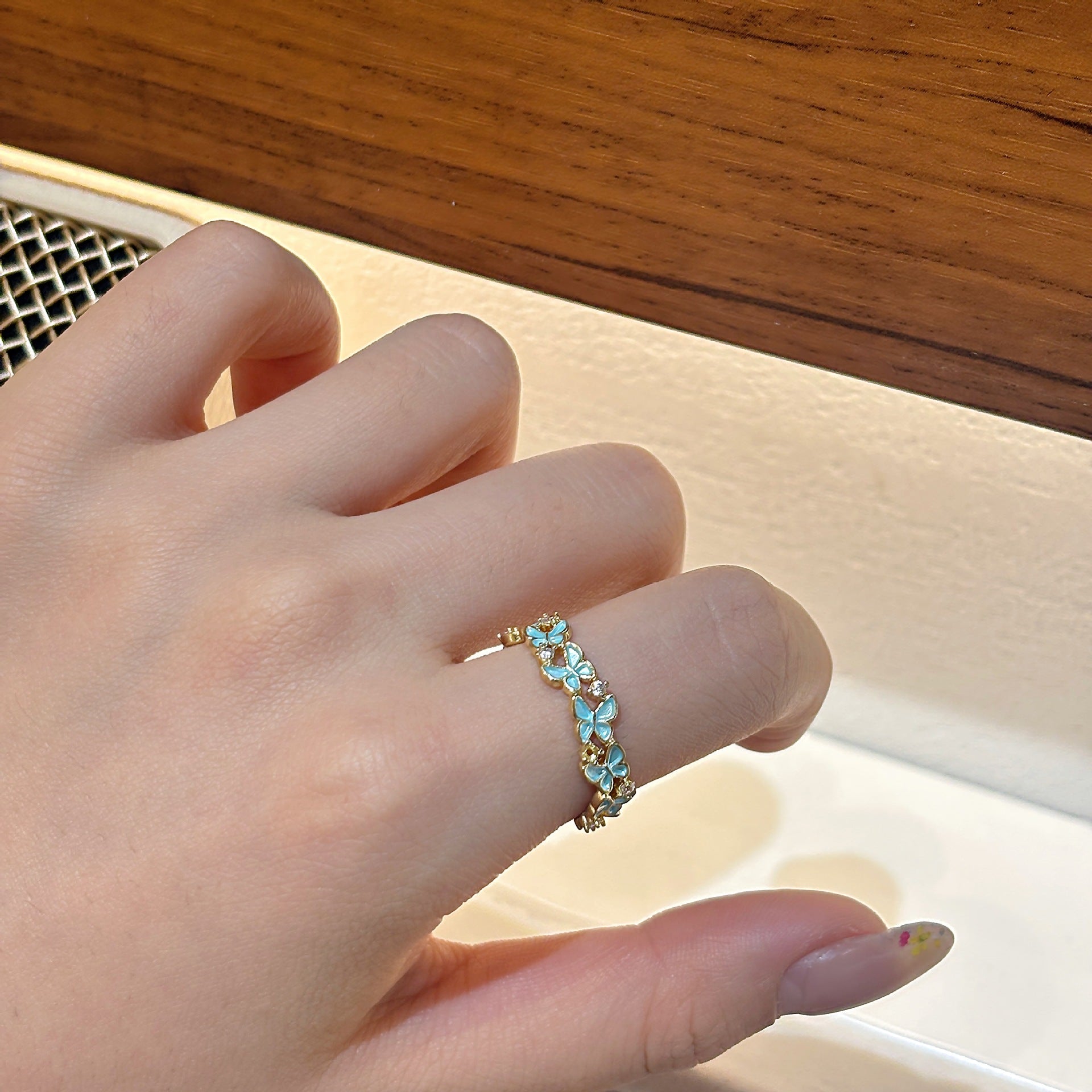 Wholesale  Iris Butterfly Flower Luxury Open Ring