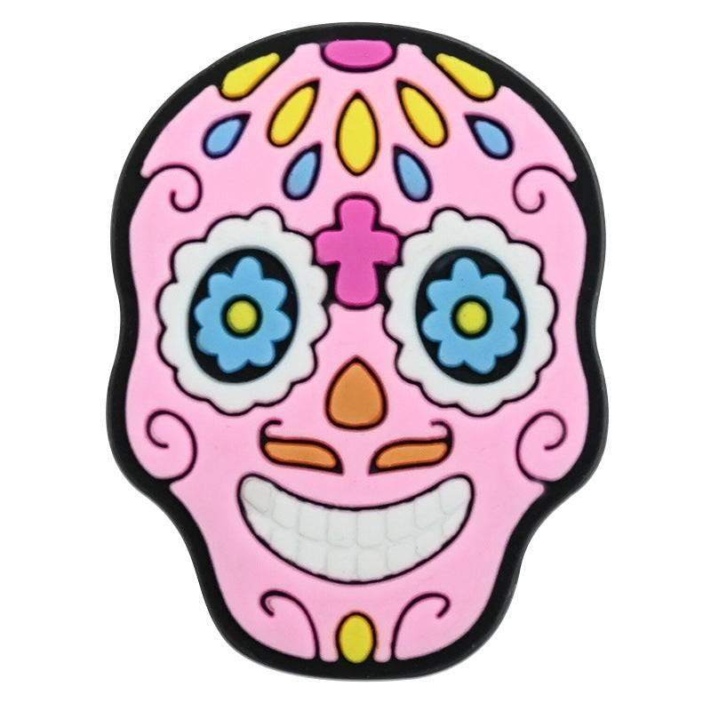 Wholesale Random 100pcs Day of the Dead  PVC Soft Rubber Shoe Buckle Decoration