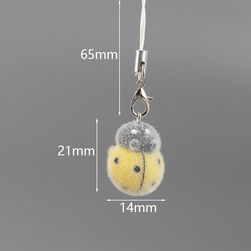 Wholesale Flocked ladybug keychain