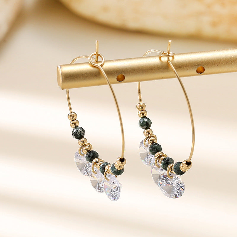 Wholesale stainless steel zircon simple earrings