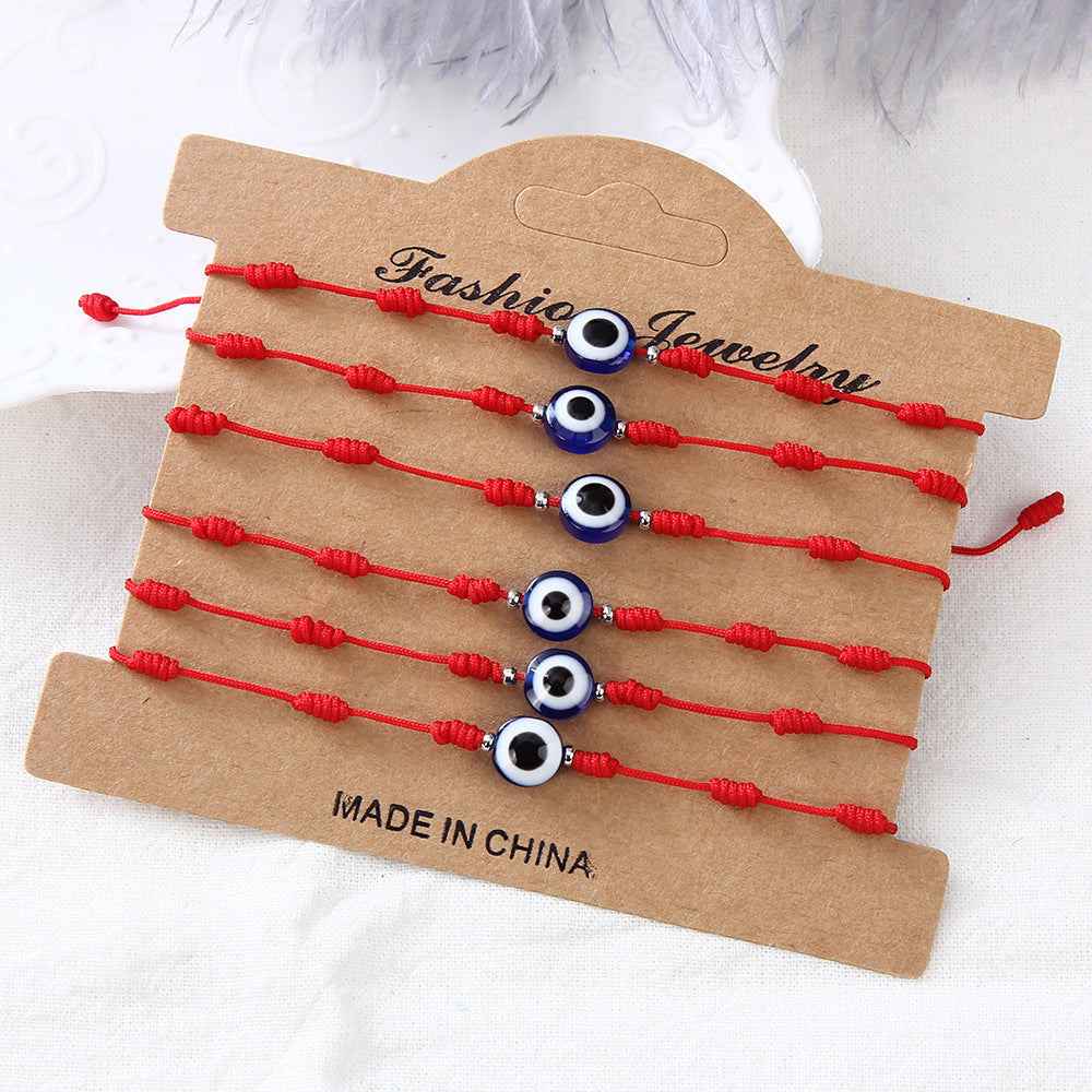 Wholesale Resin Hand Knotted Red Rope Evil Eye Bracelet Blue Eye Unisex Gift