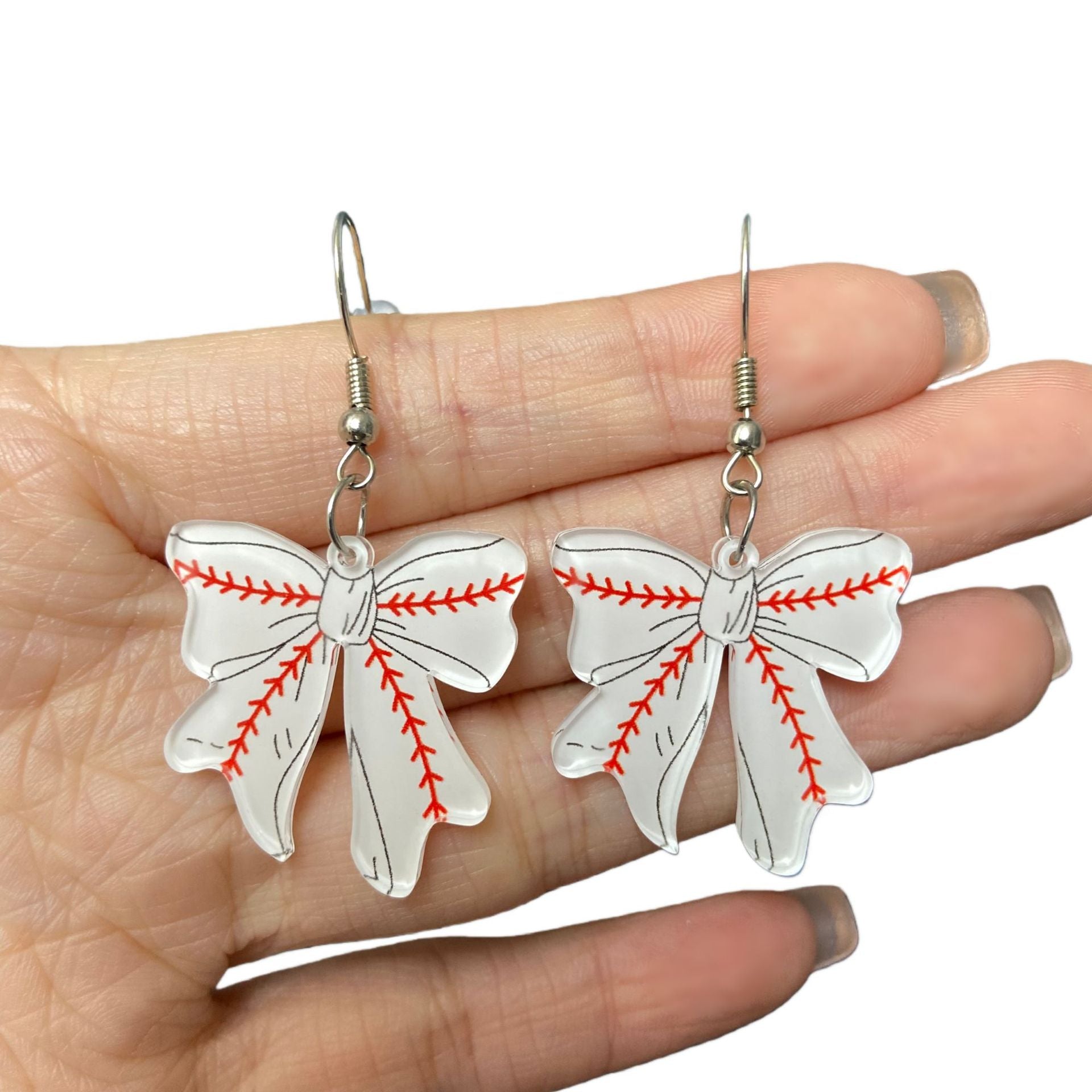 Wholesale Creative Design Acrylic Earrings Sports Competition Football Rugby Element Bow Butterfly Earrings